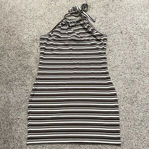 ASOS New look brand 90s brown and cream striped halter dress size US 12